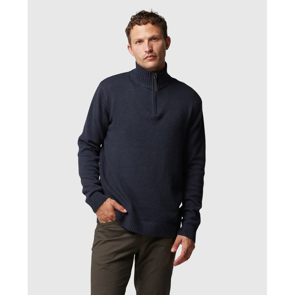 Rodd & Gunn Sweater Mens S Black (Ink) Quarter Zip Pullover 100% Cotton Logo NWT